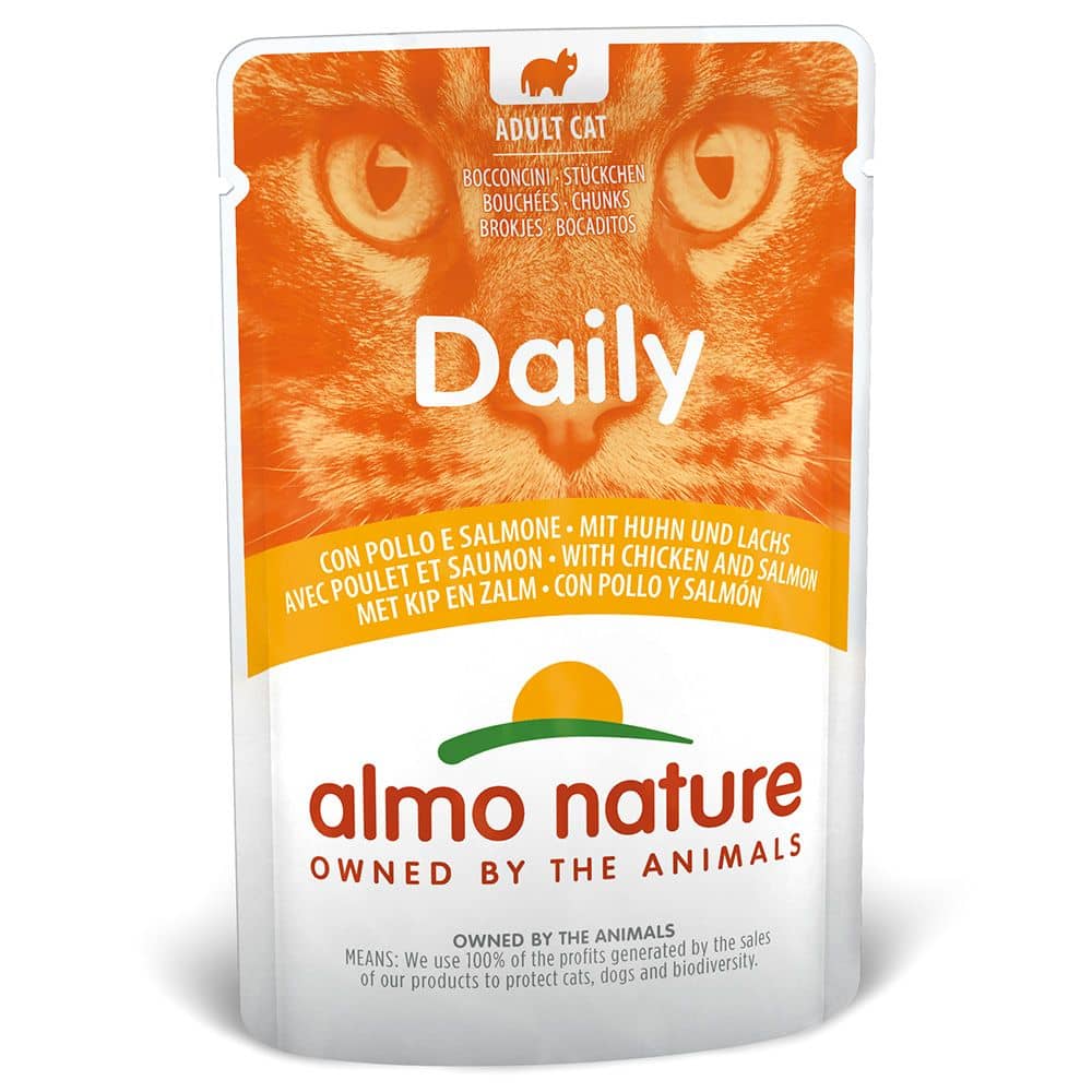 ALMO NATURE CAT DAILY CHICKEN & SALMON konservi kaķiem Vista, lasis 70g
